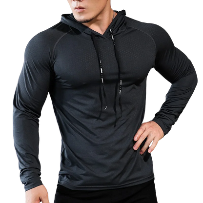 Mens Fitness Tracksuit Running Sport Hoodie Gym Joggers Hooded Outdoor Workout Athletic Clothing Muscle Training Sweatshirt Tops