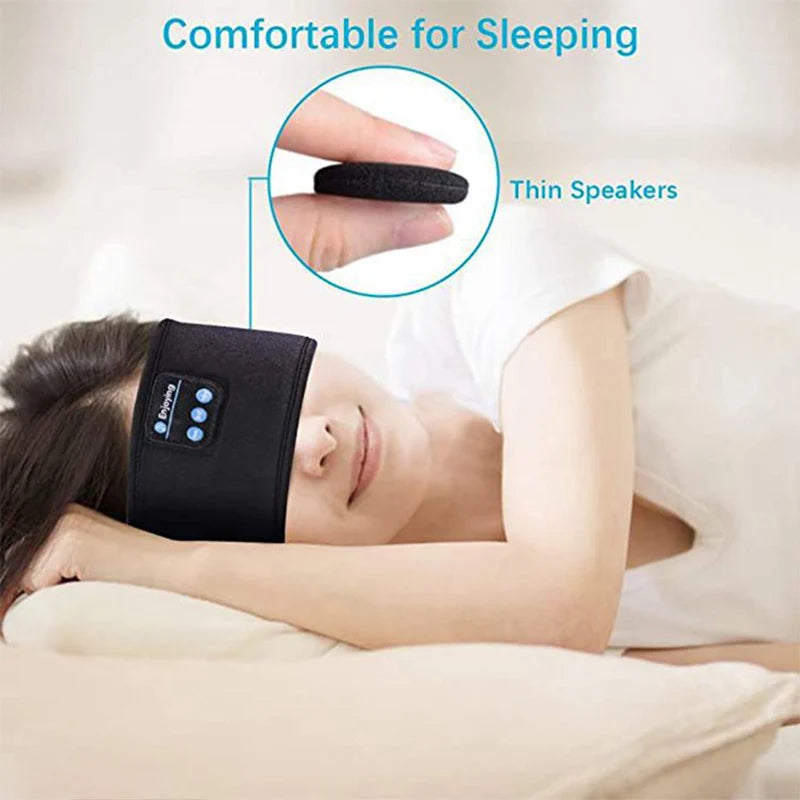 Wireless Bluetooth Headband Sleeping Headphones Sports Earphone Music Hat with Thin HD Stereo Speakers Eye Mask for Side Sleeper